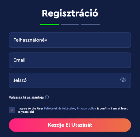 Registration at Celsius casino